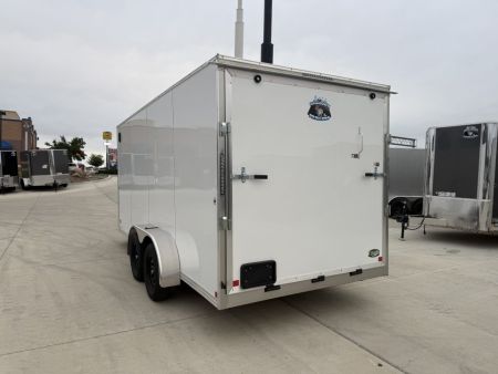 New LIGHT Hail New 2027 Bighorn R&M 7x16 + 2’V Nose SUPERIOR QUALITY Rear Ramp Enclosed Cargo Trailer