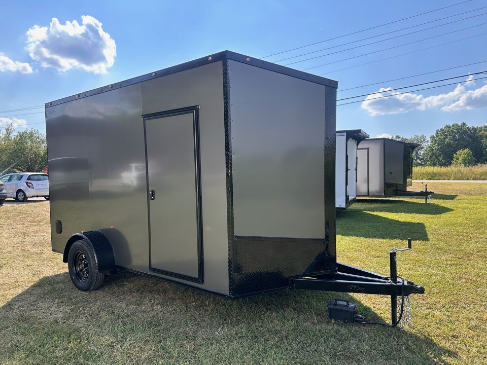 New 2027 7X12 Enclosed Trailer-3500LB Single Axle-7'ft Interior-Charcoal Poly-Blackout