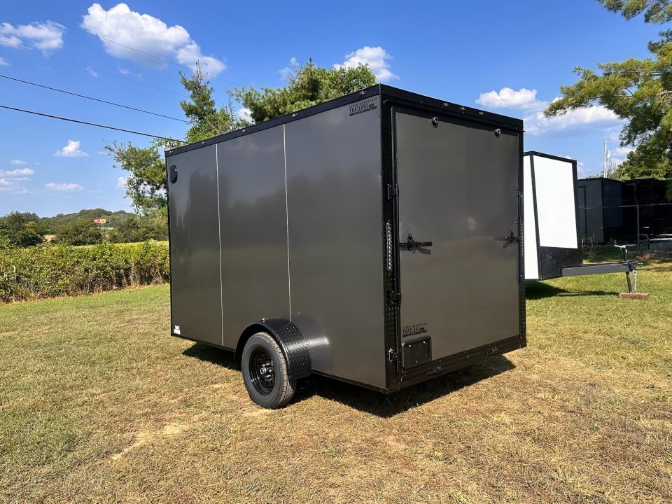 New 2027 7X12 Enclosed Trailer-3500LB Single Axle-7'ft Interior-Charcoal Poly-Blackout
