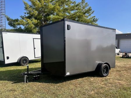 New 2027 7X12 Enclosed Trailer-3500LB Single Axle-7'ft Interior-Charcoal Poly-Blackout