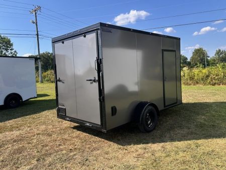 New 2027 7X12 Enclosed Trailer-3500LB Single Axle-7'ft Interior-Charcoal Poly-Blackout