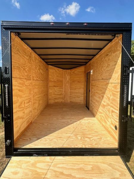New 2027 7X12 Enclosed Trailer-3500LB Single Axle-7'ft Interior-Charcoal Poly-Blackout