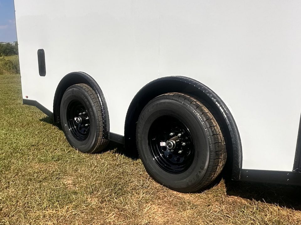 New 2027 8.5x16 Race Trailer-5200lb Torsion- Finished interior- White poly - Car / Racing Trailer