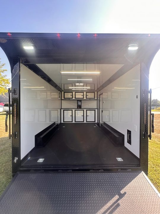 New 2027 8.5x16 Race Trailer-5200lb Torsion- Finished interior- White poly - Car / Racing Trailer