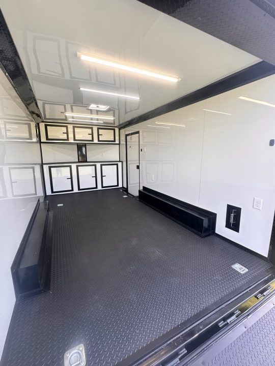 New 2027 8.5x16 Race Trailer-5200lb Torsion- Finished interior- White poly - Car / Racing Trailer