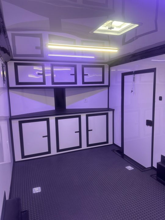 New 2027 8.5x16 Race Trailer-5200lb Torsion- Finished interior- White poly - Car / Racing Trailer