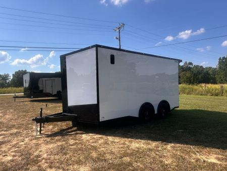 New 2027 8.5x16 Race Trailer-5200lb Torsion- Finished interior- White poly - Car / Racing Trailer