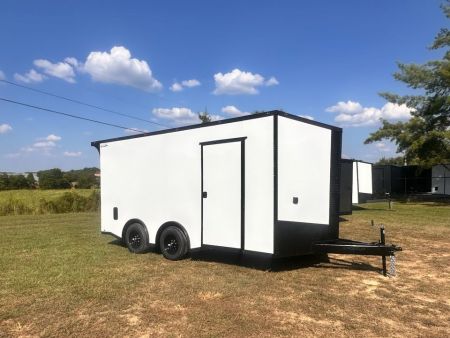 New 2027 8.5x16 Race Trailer-5200lb Torsion- Finished interior- White poly - Car / Racing Trailer