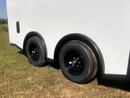 New 2027 8.5x16 Race Trailer-5200lb Torsion- Finished interior- White poly - Car / Racing Trailer