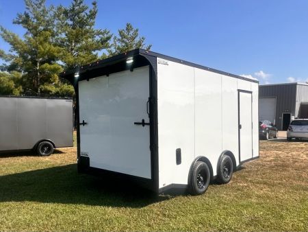 New 2027 8.5x16 Race Trailer-5200lb Torsion- Finished interior- White poly - Car / Racing Trailer