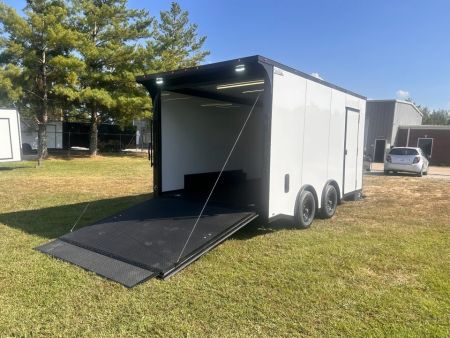 New 2027 8.5x16 Race Trailer-5200lb Torsion- Finished interior- White poly - Car / Racing Trailer