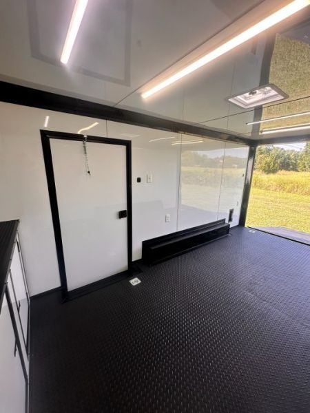 New 2027 8.5x16 Race Trailer-5200lb Torsion- Finished interior- White poly - Car / Racing Trailer