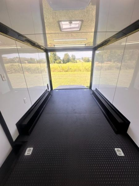 New 2027 8.5x16 Race Trailer-5200lb Torsion- Finished interior- White poly - Car / Racing Trailer