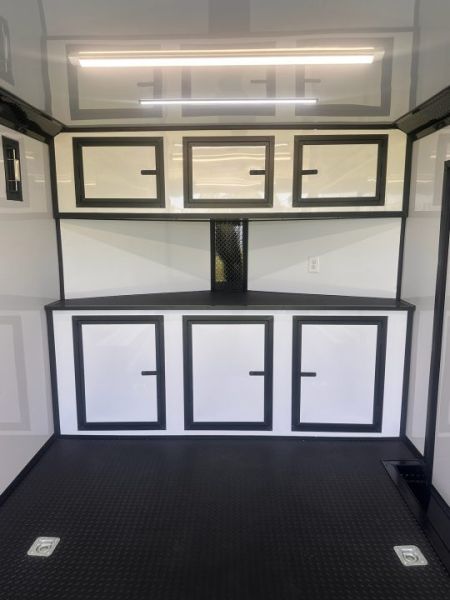 New 2027 8.5x16 Race Trailer-5200lb Torsion- Finished interior- White poly - Car / Racing Trailer