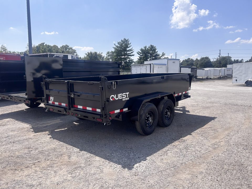 New 2027 PJ Trailers 7 X 14 FT DUMP TRAILER 14K GVWR SPREAD GATE TARP KIT