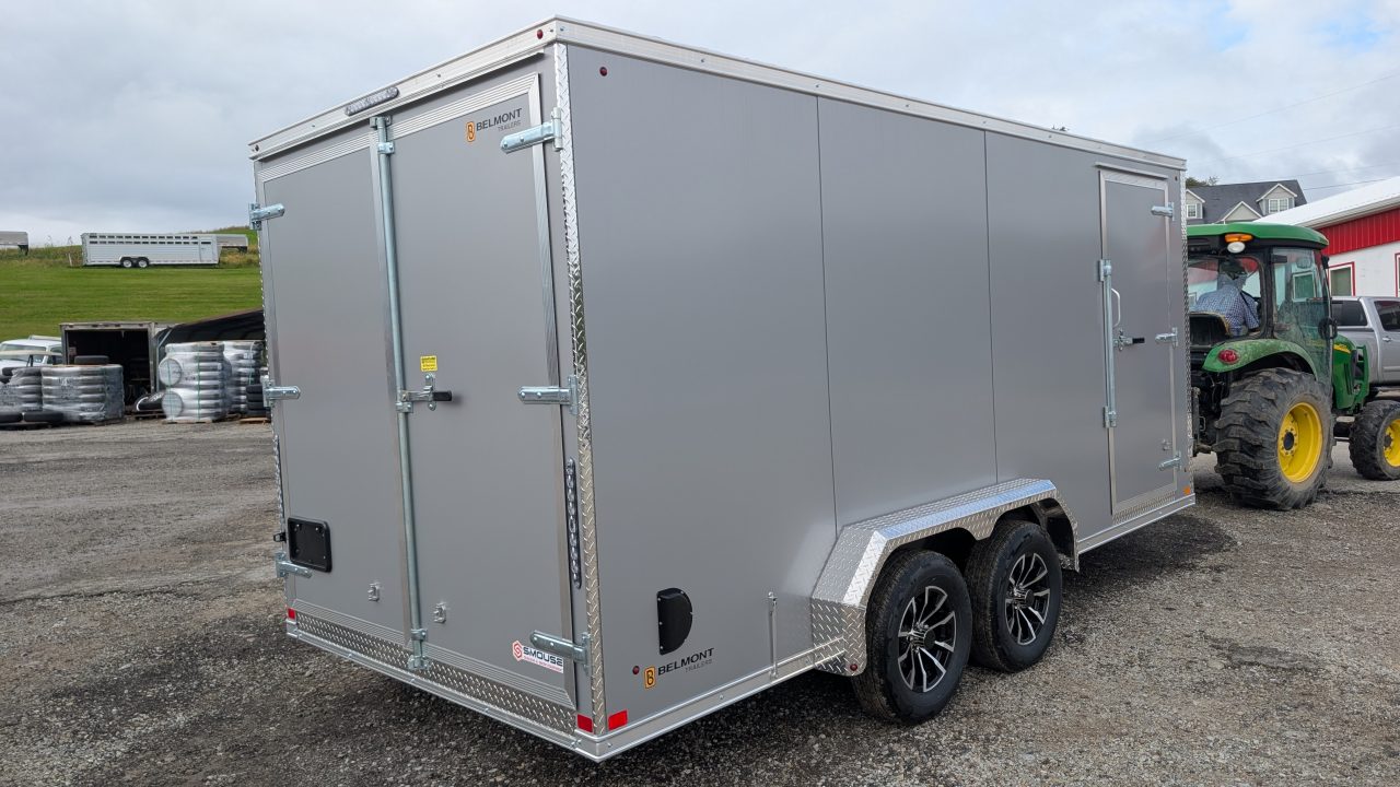 New 2027 BELMONT 7x16 V-Nose Cargo Trailer w/ Barn Doors ( POLYCOR EXTERIOR!)