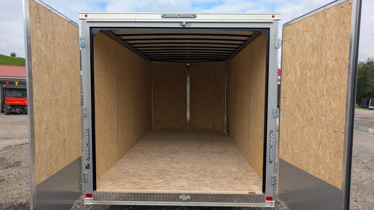 New 2027 BELMONT 7x16 V-Nose Cargo Trailer w/ Barn Doors ( POLYCOR EXTERIOR!)