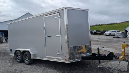 New 2027 BELMONT 7x16 V-Nose Cargo Trailer w/ Barn Doors ( POLYCOR EXTERIOR!)