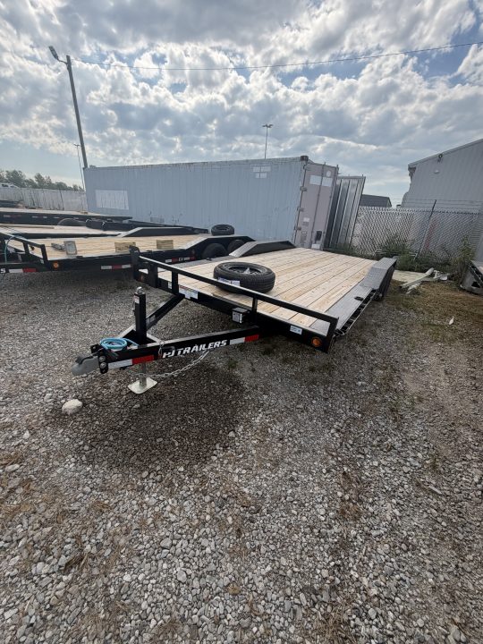 New 2027 PJ TRAILERS CARHAULER B5182 83X18 TA BUGGY DOVETAIL W/ SLIDE IN RAMPS (GVW:9899) BLACK