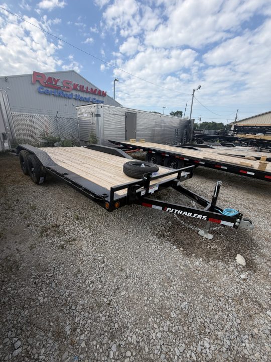 New 2027 PJ TRAILERS CARHAULER B5182 83X18 TA BUGGY DOVETAIL W/ SLIDE IN RAMPS (GVW:9899) BLACK