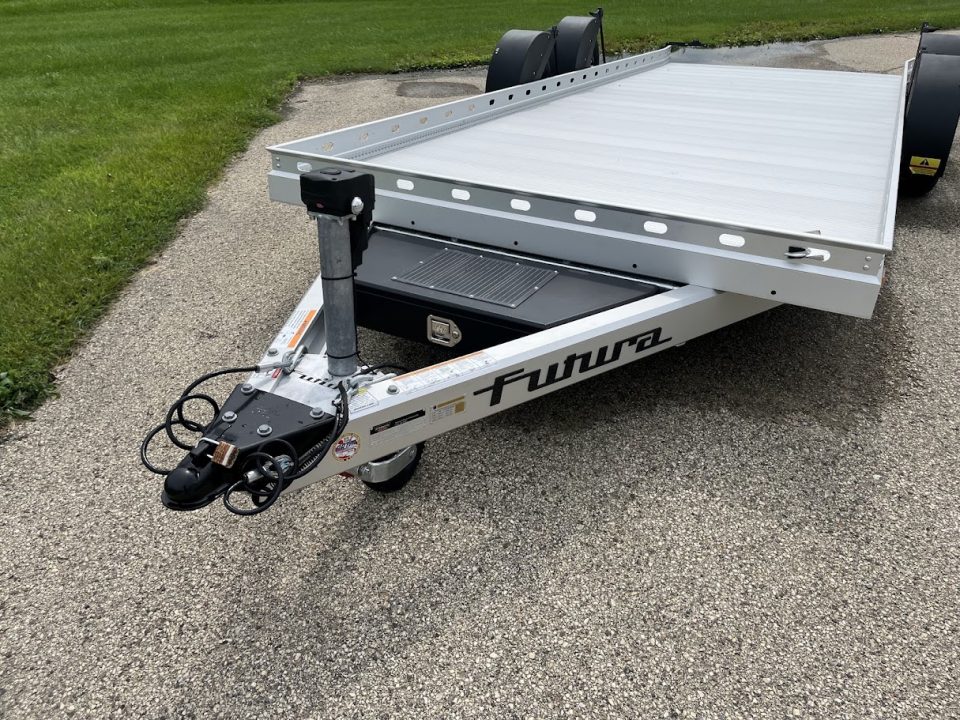 New 2026 Futura Trailers Anodized Aluminum 19'8"x81" Lowering Pro Sport w/ Recovery Winch & Spare Tire Car / Racing Trailer