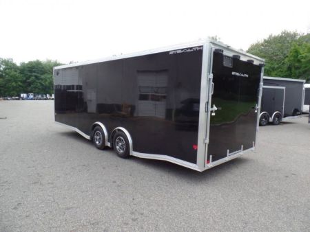 New 2025 ALCOM Aluminum Frame Enclosed Stealth Model 8.5X24 Enclosed Car Trailer, Finished Interior, White Walls, Black Coin Floor Car / Racing Trailer