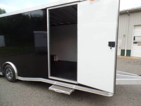 New 2025 ALCOM Aluminum Frame Enclosed Stealth Model 8.5X24 Enclosed Car Trailer, Finished Interior, White Walls, Black Coin Floor Car / Racing Trailer