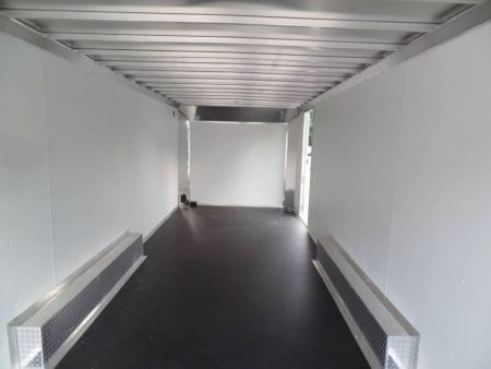 New 2025 ALCOM Aluminum Frame Enclosed Stealth Model 8.5X24 Enclosed Car Trailer, Finished Interior, White Walls, Black Coin Floor Car / Racing Trailer