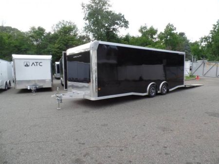 New 2025 ALCOM Aluminum Frame Enclosed Stealth Model 8.5X24 Enclosed Car Trailer, Finished Interior, White Walls, Black Coin Floor Car / Racing Trailer