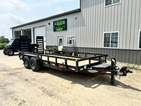 New 2026 H&H Trailers 82"X18' 14K HD UTILITY STAND UP RAMPS Utility Trailer