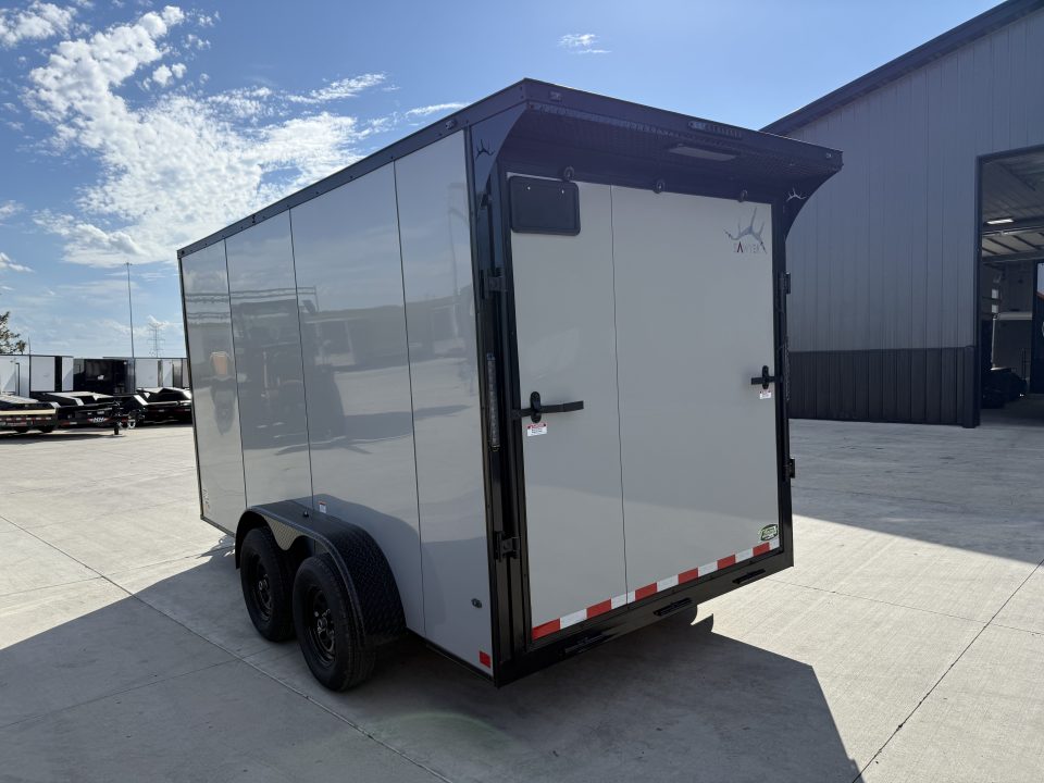 New NEW 2027 Sawyer 7x14+2’V, 7’ TALL, PolyCor Exterior, Wing, Enclosed Rear Ramp Car Hauler Cargo Trailer