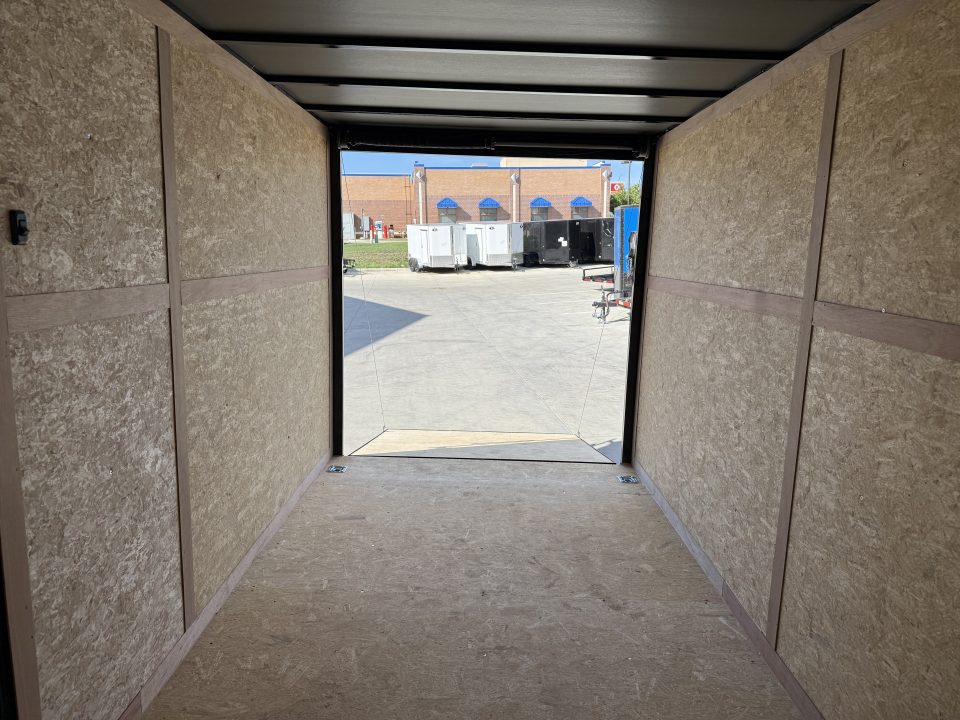 New NEW 2027 Sawyer 7x14+2’V, 7’ TALL, PolyCor Exterior, Wing, Enclosed Rear Ramp Car Hauler Cargo Trailer