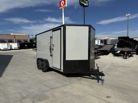 New NEW 2027 Sawyer 7x14+2’V, 7’ TALL, PolyCor Exterior, Wing, Enclosed Rear Ramp Car Hauler Cargo Trailer