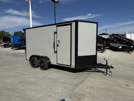 New NEW 2027 Sawyer 7x14+2’V, 7’ TALL, PolyCor Exterior, Wing, Enclosed Rear Ramp Car Hauler Cargo Trailer