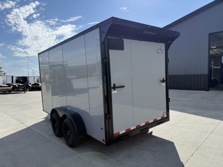 New NEW 2027 Sawyer 7x14+2’V, 7’ TALL, PolyCor Exterior, Wing, Enclosed Rear Ramp Car Hauler Cargo Trailer