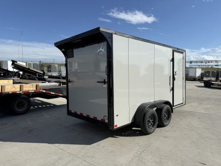 New NEW 2027 Sawyer 7x14+2’V, 7’ TALL, PolyCor Exterior, Wing, Enclosed Rear Ramp Car Hauler Cargo Trailer