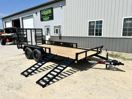 New 2027 H&H Trailers 82"X16' SIDE ATV RAMPS REAR LADDER GATE 7K GVWR Utility Trailer