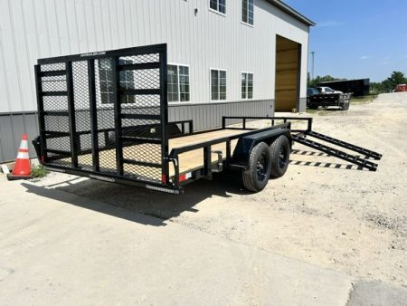 New 2027 H&H Trailers 82"X16' SIDE ATV RAMPS REAR LADDER GATE 7K GVWR Utility Trailer