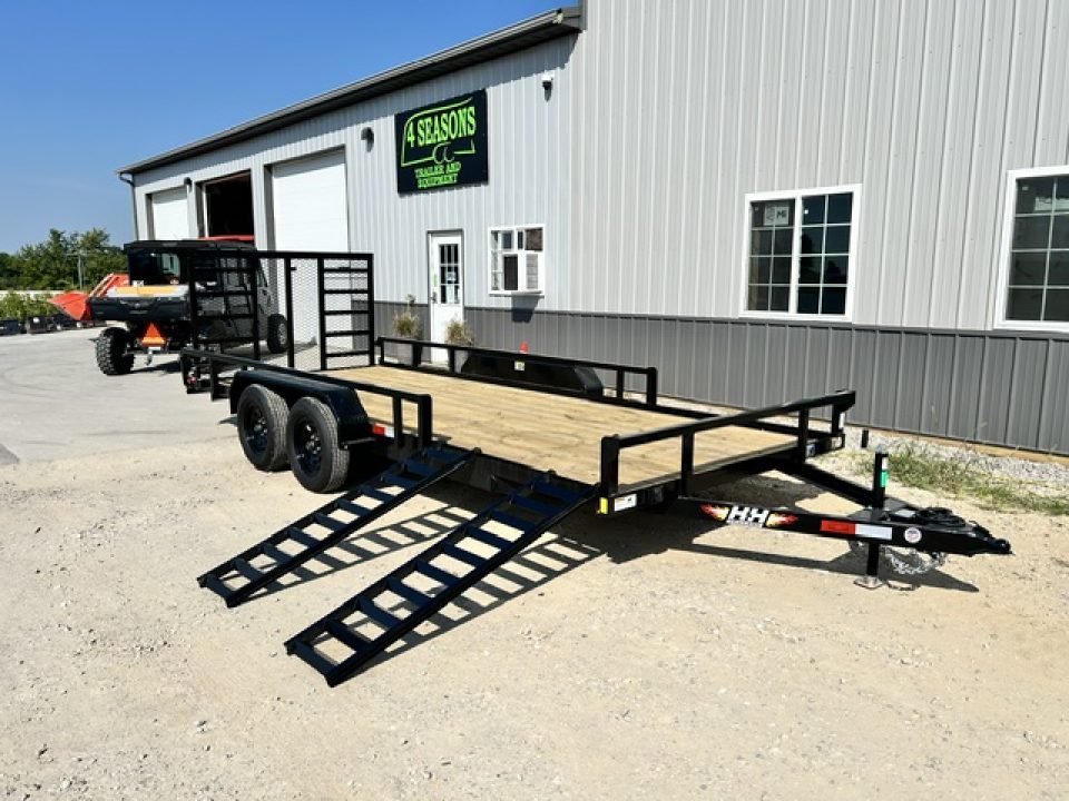 New 2027 H&H Trailers 82"X18' SIDE ATV RAMPS REAR LADDER GATE 7K GVWR Utility Trailer