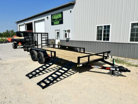 New 2027 H&H Trailers 82"X18' SIDE ATV RAMPS REAR LADDER GATE 7K GVWR Utility Trailer