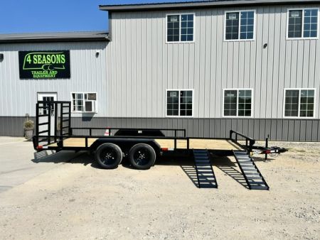 New 2027 H&H Trailers 82"X18' SIDE ATV RAMPS REAR LADDER GATE 7K GVWR Utility Trailer