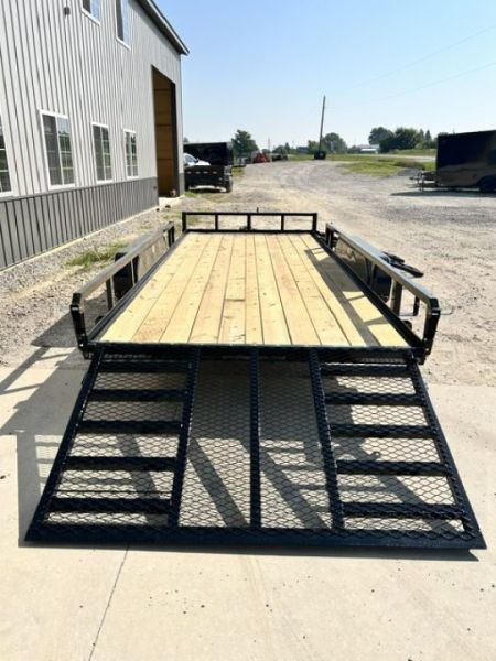 New 2027 H&H Trailers 82"X18' SIDE ATV RAMPS REAR LADDER GATE 7K GVWR Utility Trailer