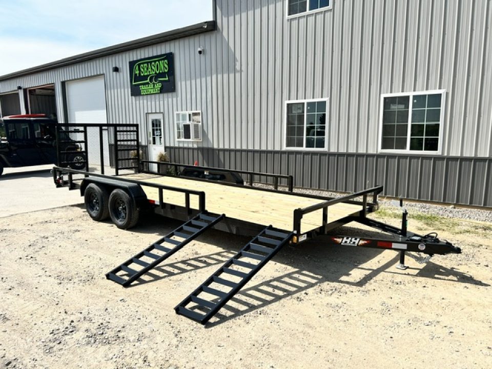 New 2027 H&H Trailers 82"X20' SIDE ATV RAMPS REAR LADDER GATE 7K GVWR Utility Trailer
