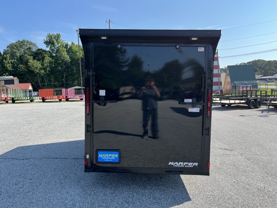 New 2027 6X12 SINGLE AXLE ENCLOSED TRAILER WITH SPOILER AND BLACKOUT PACKAGE
