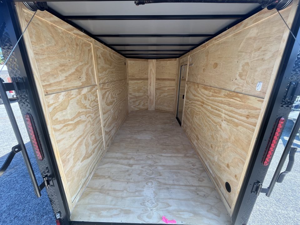 New 2027 6X12 SINGLE AXLE ENCLOSED TRAILER WITH SPOILER AND BLACKOUT PACKAGE