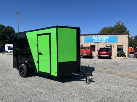 New 2027 6X12 SINGLE AXLE ENCLOSED TRAILER WITH SPOILER AND BLACKOUT PACKAGE