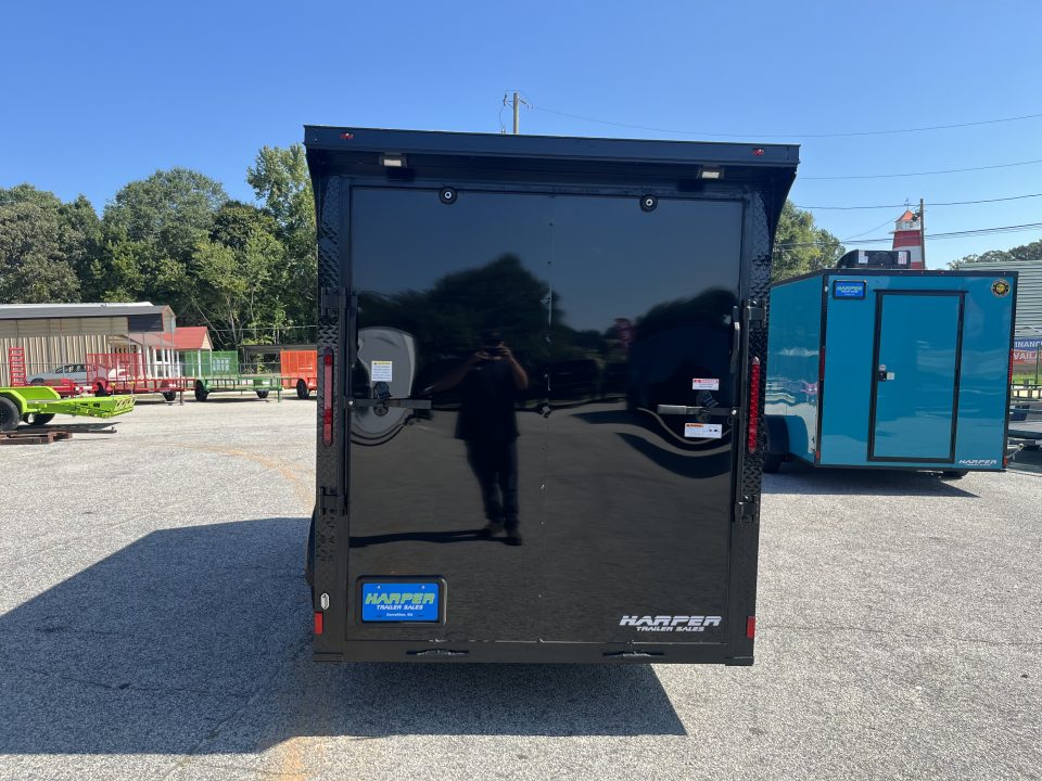 New 2027 6X12 SINGLE AXLE ENCLOSED TRAILER WITH SPOILER AND BLACKOUT PACKAGE