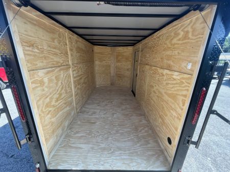 New 2027 6X12 SINGLE AXLE ENCLOSED TRAILER WITH SPOILER AND BLACKOUT PACKAGE