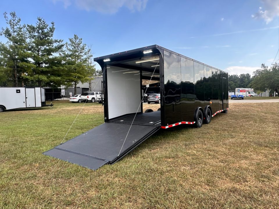 New 2027 8.5x28 Race Trailer - Finished Interior- 7000lb Spread Torsion - Recessed E-Track-Full Escape Door-Removable Fender