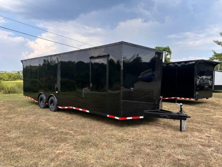 New 2027 8.5x28 Race Trailer - Finished Interior- 7000lb Spread Torsion - Recessed E-Track-Full Escape Door-Removable Fender